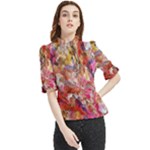 Abstract wings Frill Neck Blouse