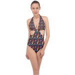 Beautiful Pattern Halter Front Plunge Swimsuit