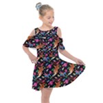 Beautiful Pattern Kids  Shoulder Cutout Chiffon Dress