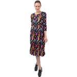 Beautiful Pattern Ruffle End Midi Chiffon Dress