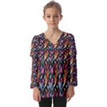 Beautiful Pattern Kids  V Neck Casual Top