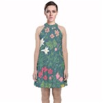 Spring design  Velvet Halter Neckline Dress 