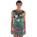 Spring small flowers Wrap Front Bodycon Dress