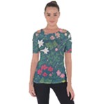 Spring small flowers Shoulder Cut Out Short Sleeve Top