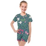 Spring small flowers Kids  Mesh T-Shirt and Shorts Set