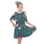 Spring small flowers Kids  Shoulder Cutout Chiffon Dress