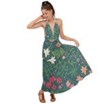 Spring small flowers Backless Maxi Beach Dress
