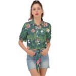 Spring small flowers Tie Front Shirt 