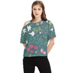 Spring small flowers One Shoulder Cut Out T-Shirt
