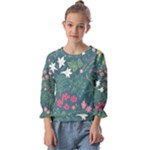 Spring small flowers Kids  Cuff Sleeve Top