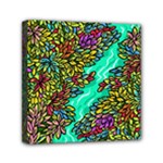 Background Leaves River Nature Mini Canvas 6  x 6  (Stretched)