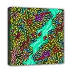 Background Leaves River Nature Mini Canvas 8  x 8  (Stretched)