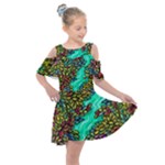 Background Leaves River Nature Kids  Shoulder Cutout Chiffon Dress