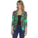 Background Leaves River Nature Women s One-Button 3/4 Sleeve Short Jacket