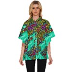 Background Leaves River Nature Women s Batwing Button Up Shirt