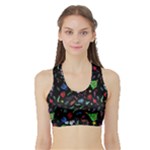 New Year Christmas Background Sports Bra with Border