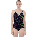 New Year Christmas Background Cut Out Top Tankini Set