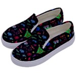 New Year Christmas Background Kids  Canvas Slip Ons