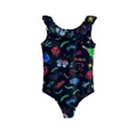 New Year Christmas Background Kids  Frill Swimsuit