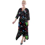 New Year Christmas Background Quarter Sleeve Wrap Front Maxi Dress