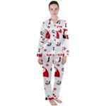 Assorted Illustration Lot Japan Fundal Japanese Women s Long Sleeve Satin Pajamas Set	
