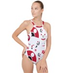 Assorted Illustration Lot Japan Fundal Japanese High Neck One Piece Swimsuit