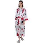 Assorted Illustration Lot Japan Fundal Japanese Maxi Satin Kimono
