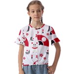 Assorted Illustration Lot Japan Fundal Japanese Kids  Cuff Sleeve Scrunch Bottom T-Shirt