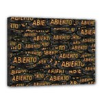 Abierto neon lettes over glass motif pattern Canvas 16  x 12  (Stretched)