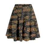Abierto neon lettes over glass motif pattern High Waist Skirt