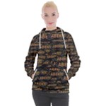 Abierto neon lettes over glass motif pattern Women s Hooded Pullover