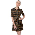 Abierto neon lettes over glass motif pattern Belted Shirt Dress
