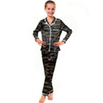 Abierto neon lettes over glass motif pattern Kids  Satin Long Sleeve Pajamas Set