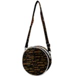 Abierto neon lettes over glass motif pattern Crossbody Circle Bag
