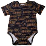 Abierto neon lettes over glass motif pattern Baby Short Sleeve Bodysuit