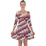 ChromaticMosaic Print Pattern Quarter Sleeve Skater Dress
