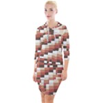 ChromaticMosaic Print Pattern Quarter Sleeve Hood Bodycon Dress