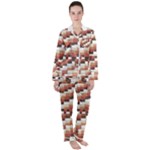 ChromaticMosaic Print Pattern Women s Long Sleeve Satin Pajamas Set	