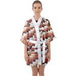 ChromaticMosaic Print Pattern Half Sleeve Satin Kimono 