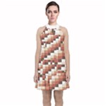 ChromaticMosaic Print Pattern Velvet Halter Neckline Dress 