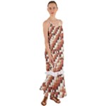 ChromaticMosaic Print Pattern Cami Maxi Ruffle Chiffon Dress