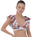 ChromaticMosaic Print Pattern Plunge Frill Sleeve Bikini Top