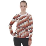 ChromaticMosaic Print Pattern Women s Pique Long Sleeve T-Shirt