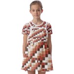 ChromaticMosaic Print Pattern Kids  Short Sleeve Pinafore Style Dress