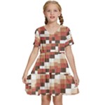 ChromaticMosaic Print Pattern Kids  Short Sleeve Tiered Mini Dress