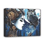 Steampunk Woman With Owl 2 Steampunk Woman With Owl Woman With Owl Strap Deluxe Canvas 16  x 12  (Stretched) 