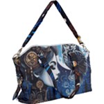 Steampunk Woman With Owl 2 Steampunk Woman With Owl Woman With Owl Strap Canvas Crossbody Bag