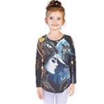 Steampunk Woman With Owl 2 Steampunk Woman With Owl Woman With Owl Strap Kids  Long Sleeve T-Shirt