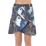 Steampunk Woman With Owl 2 Steampunk Woman With Owl Woman With Owl Strap Wrap Front Skirt