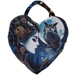 Steampunk Woman With Owl 2 Steampunk Woman With Owl Woman With Owl Strap Giant Heart Shaped Tote